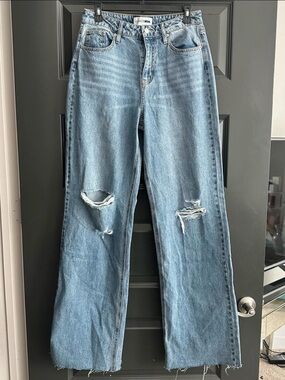 Tall Tough Love Baggy Ripped Straight Leg Jeans - Medium Wash